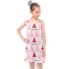 Seamless Pattern Watermelon Slices Geometric Style Kids  Overall Dress by Nexatart