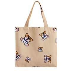 Cute Welsh Corgi Puppy Sitting Seamless Pattern Zipper Grocery Tote Bag by Nexatart