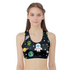 Space Astronomy Decorative Symbols Seamless Pattern Vector Illustration Sports Bra With Border by Nexatart