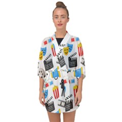 Cinema Icons Pattern Seamless Signs Symbols Collection Icon Half Sleeve Chiffon Kimono by Nexatart