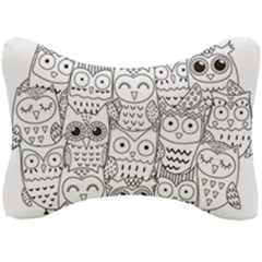 Circle Shape Pattern With Cute Owls Coloring Book Seat Head Rest Cushion by Nexatart