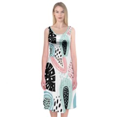 Seamless Pattern With Fruits Midi Sleeveless Dress by Nexatart