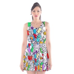 Graffiti Characters Seamless Pattern Scoop Neck Skater Dress by Nexatart