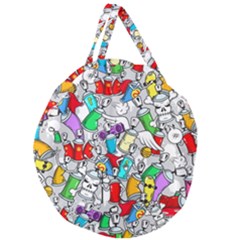 Graffiti Characters Seamless Pattern Giant Round Zipper Tote by Nexatart