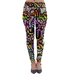 Graffiti Word Seamless Pattern Lightweight Velour Leggings by Nexatart