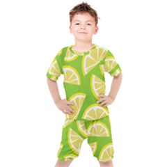 Lemon Fruit Healthy Fruits Food Kids  Tee And Shorts Set by Nexatart