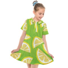 Lemon Fruit Healthy Fruits Food Kids  Short Sleeve Shirt Dress by Nexatart