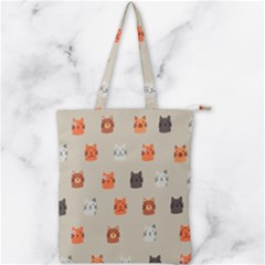 Cat Faces Pattern Double Zip Up Tote Bag by Nexatart