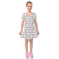 Photo Illustration Floral Motif Striped Design Kids  Short Sleeve Velvet Dress by dflcprintsclothing