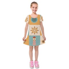 Nautical Elements Collection Kids  Short Sleeve Velvet Dress by Vaneshart