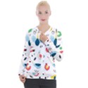 Vector Set Isolates With Cute Birds Scandinavian Style Casual Zip Up Jacket View1