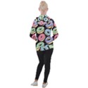 Colorful Donut Seamless Pattern On Black Vector Women s Hooded Pullover View2