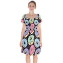 Colorful Donut Seamless Pattern On Black Vector Short Sleeve Bardot Dress View1