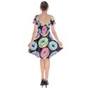 Colorful Donut Seamless Pattern On Black Vector Short Sleeve Bardot Dress View2