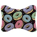 Colorful Donut Seamless Pattern On Black Vector Velour Seat Head Rest Cushion View1