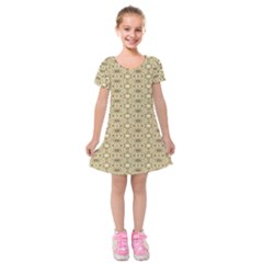 Digital Flowers Kids  Short Sleeve Velvet Dress by Sparkle