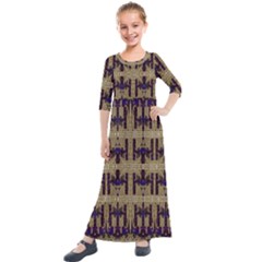 Rainbow Pearls Decorative Kids  Quarter Sleeve Maxi Dress by pepitasart