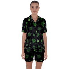 St Patricks Day Satin Short Sleeve Pyjamas Set by Valentinaart