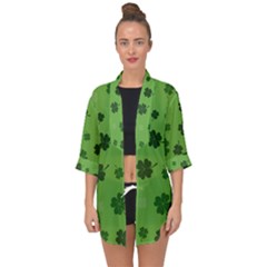 St Patricks Day Open Front Chiffon Kimono by Valentinaart