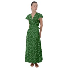 St Patricks Day Flutter Sleeve Maxi Dress by Valentinaart