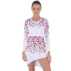 Red And White Matrix Patterned Design Asymmetric Cut-out Shift Dress by dflcprintsclothing