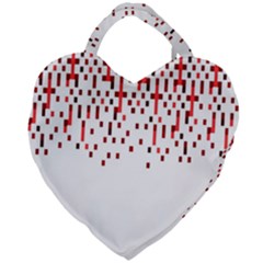 Red And White Matrix Patterned Design Giant Heart Shaped Tote by dflcprintsclothing