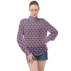 Flowers Pattern High Neck Long Sleeve Chiffon Top by Sparkle