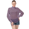 Flowers Pattern High Neck Long Sleeve Chiffon Top View1