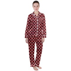 Red Kalider Satin Long Sleeve Pyjamas Set by Sparkle