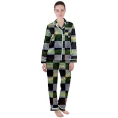 Digital Checkboard Satin Long Sleeve Pyjamas Set by Sparkle