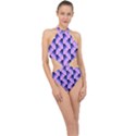 Digital Waves Halter Side Cut Swimsuit View1