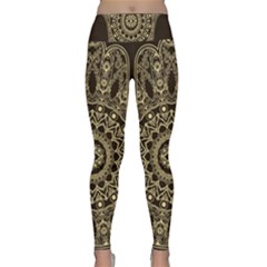 Hamsa Hand Drawn Symbol With Flower Decorative Pattern Lightweight Velour Classic Yoga Leggings by Wegoenart