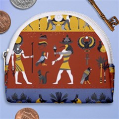 Ancient Egyptian Religion Seamless Pattern Horseshoe Style Canvas Pouch by Wegoenart