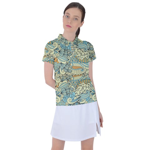 Light Colors Ethnic Decorative Pattern Batik Women s Polo Tee by Wegoenart