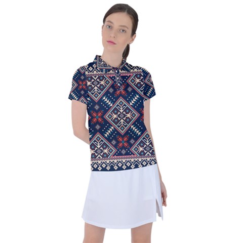 Ukrainian Folk Seamless Pattern Ornament Women s Polo Tee by Wegoenart