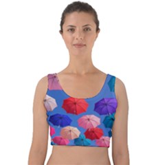 Rainbow Umbrella Velvet Crop Top by Sparkle