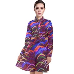 Fractal Rings Long Sleeve Chiffon Shirt Dress by Sparkle