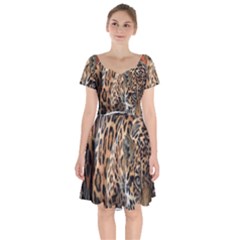 Nature With Tiger Short Sleeve Bardot Dress by Sparkle