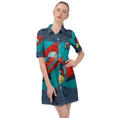 Rocket With Science Related Icons Image Belted Shirt Dress by Vaneshart