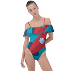 Rocket With Science Related Icons Image Frill Detail One Piece Swimsuit by Vaneshart