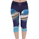 Ufo Alien Spaceship Galaxy Velvet Capri Leggings  View1