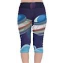 Ufo Alien Spaceship Galaxy Velvet Capri Leggings  View2