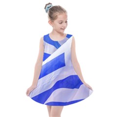 Uruguay Flags Waving Kids  Summer Dress by dflcprintsclothing