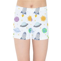 Seamless Pattern Cartoon Space Planets Isolated White Background Kids  Sports Shorts by Vaneshart