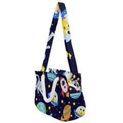 Space Seamless Pattern Rope Handles Shoulder Strap Bag by Vaneshart
