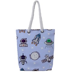 Seamless Pattern With Space Theme Full Print Rope Handle Tote (small) by Vaneshart