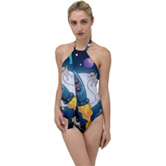 Spaceship Astronaut Space Go With The Flow One Piece Swimsuit by Vaneshart