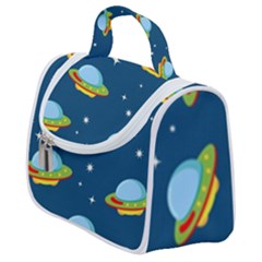 Seamless Pattern Ufo With Star Space Galaxy Background Satchel Handbag by Vaneshart