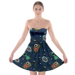 Monster Alien Pattern Seamless Background Strapless Bra Top Dress by Vaneshart