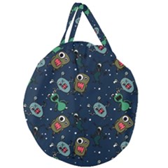 Monster Alien Pattern Seamless Background Giant Round Zipper Tote by Vaneshart